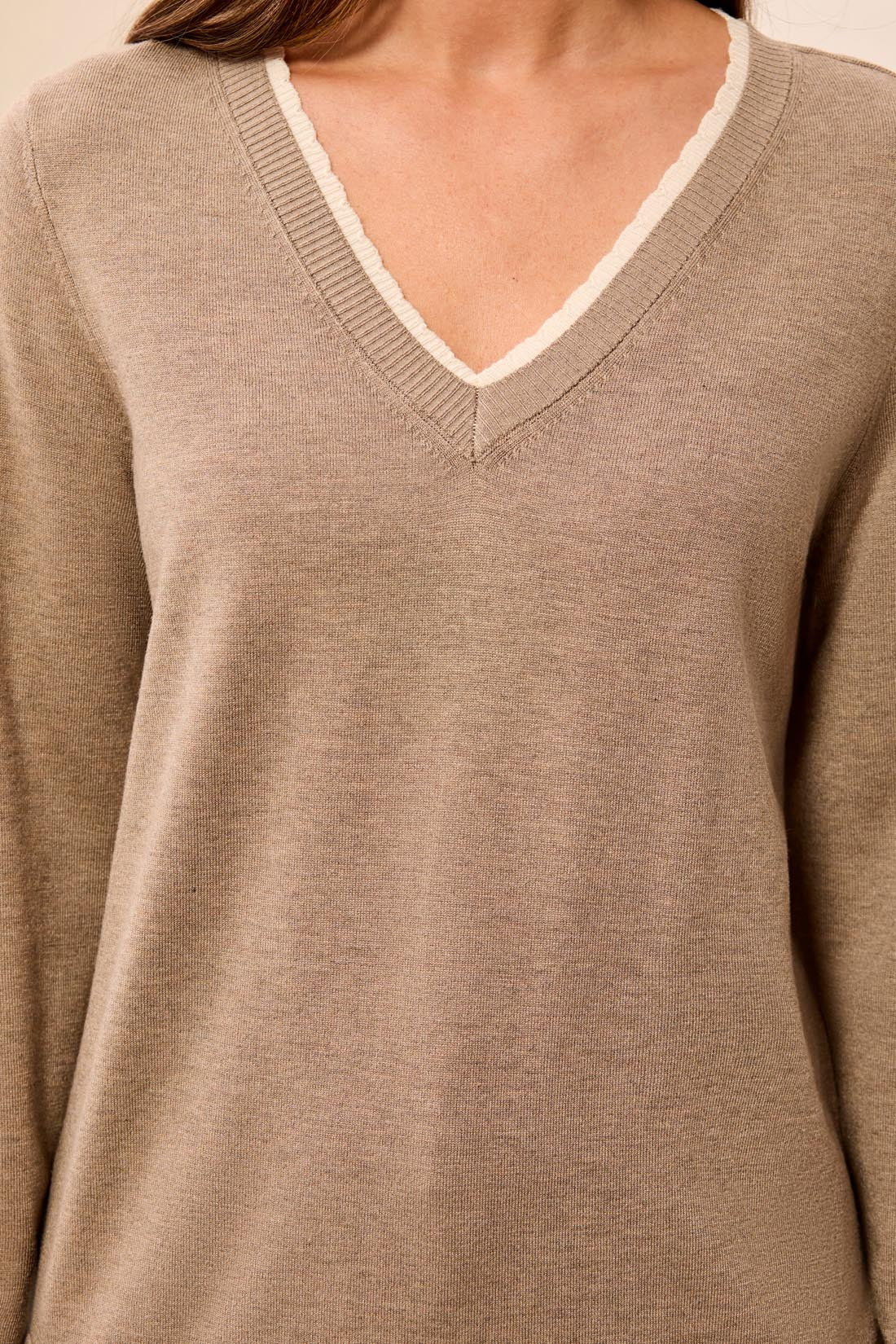 TRIBAL V-NECK SWEATER - FOSSIL