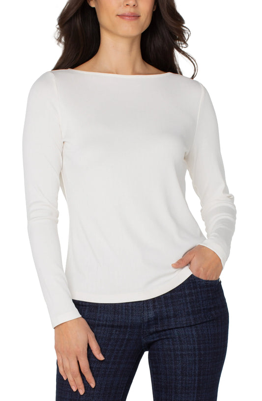 LIVERPOOL BOATNECK TOP - WASHED CREAM
