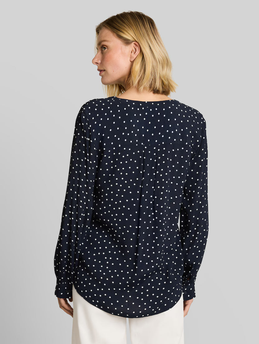 TOM TAILOR POLKA DOT BLOUSE - NAVY