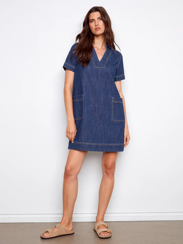 CHARLIE B DENIM DRESS - INDIGO - Vi-Leen's Fashions
