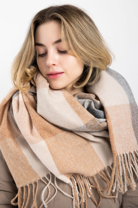CYNDIE SCARF - CAMEL/CREAM