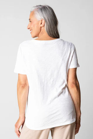 ESCAPE COTTON HIGH LO T-SHIRT - WHITE - Vi-Leen's Fashions