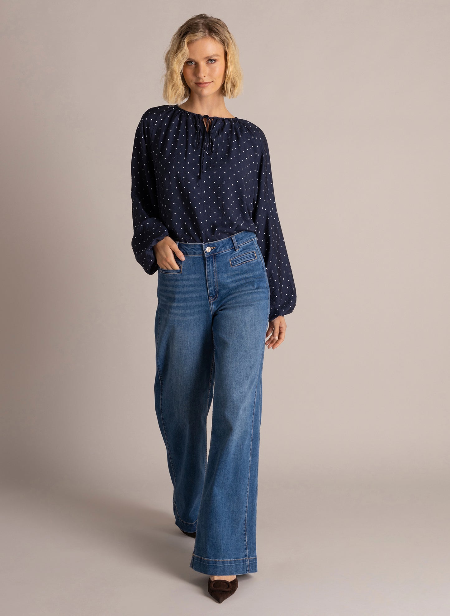 YEST SINKA WIDE LEG JEAN - DARK STONE WASH