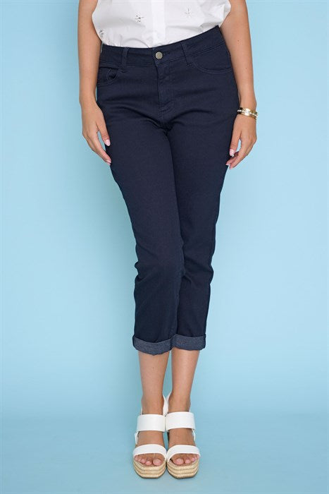 PICADILLY COTTON CROPPED PANT - DEEP NAVY