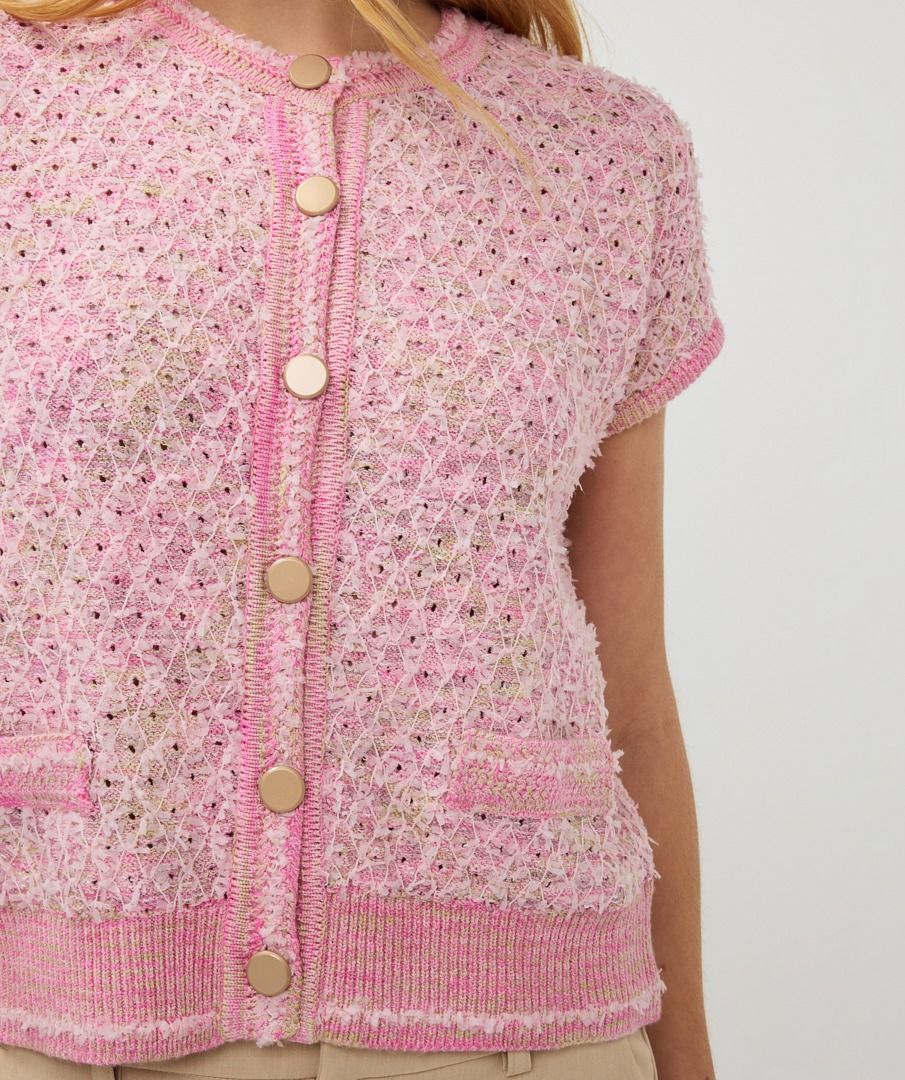 ESQUALO SHORT SLEEVE CARDIGAN - ROSE