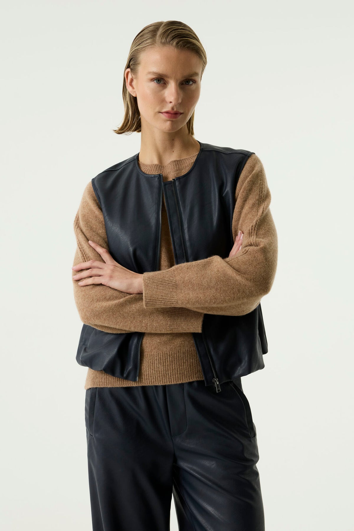 GARCIA FAUX LEATHER VEST - SAPPHIRE MIST