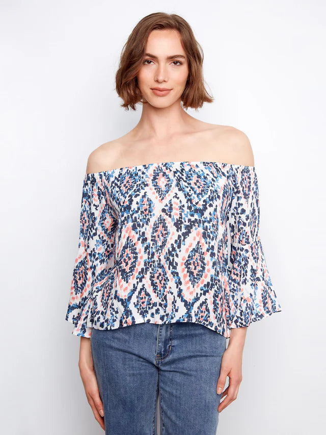 CHARLIE B PRINTED 3/4 SLEEVE TOP - Vi-Leen's Fashions