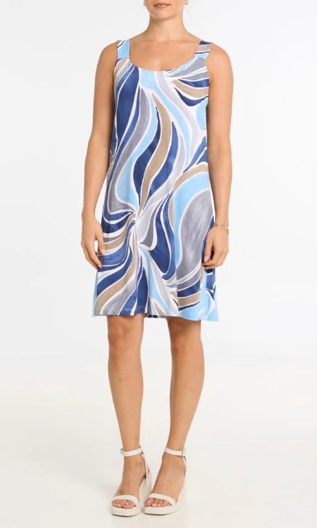 DEVIA SLEEVELESS ABSTRACT PRINT DRESS
