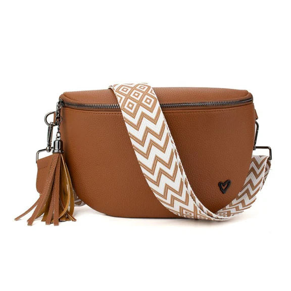 KIMBERLEY VEGAN LEATHER CROSSBODY - CAMEL
