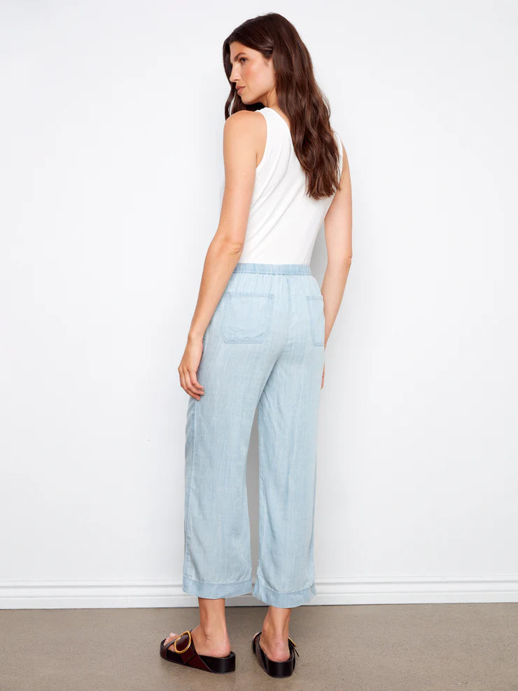 CHARLIE B TENCEL WIDE LEG PANT - LIGHT BLUE - Vi-Leen's Fashions