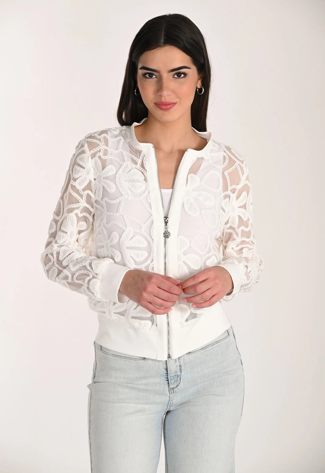 FRANK LYMAN EMBROIDERED JACKET - IVORY - Vi-Leen's Fashions