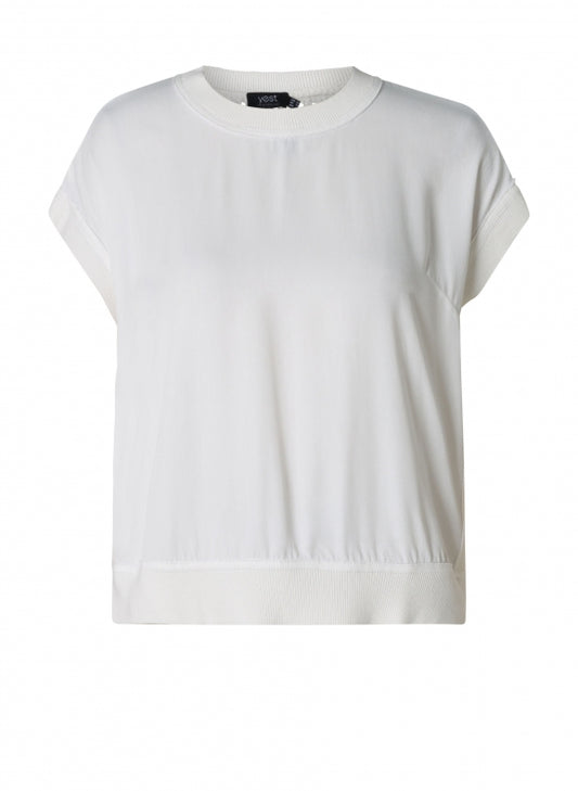 YEST TEODORA CROCHET BACK TOP - NATURAL WHITE