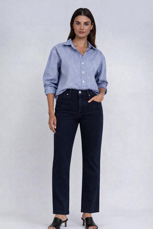 CARRELI STRAIGHT LEG CORDUROY PANT - CHARCOAL BLUE