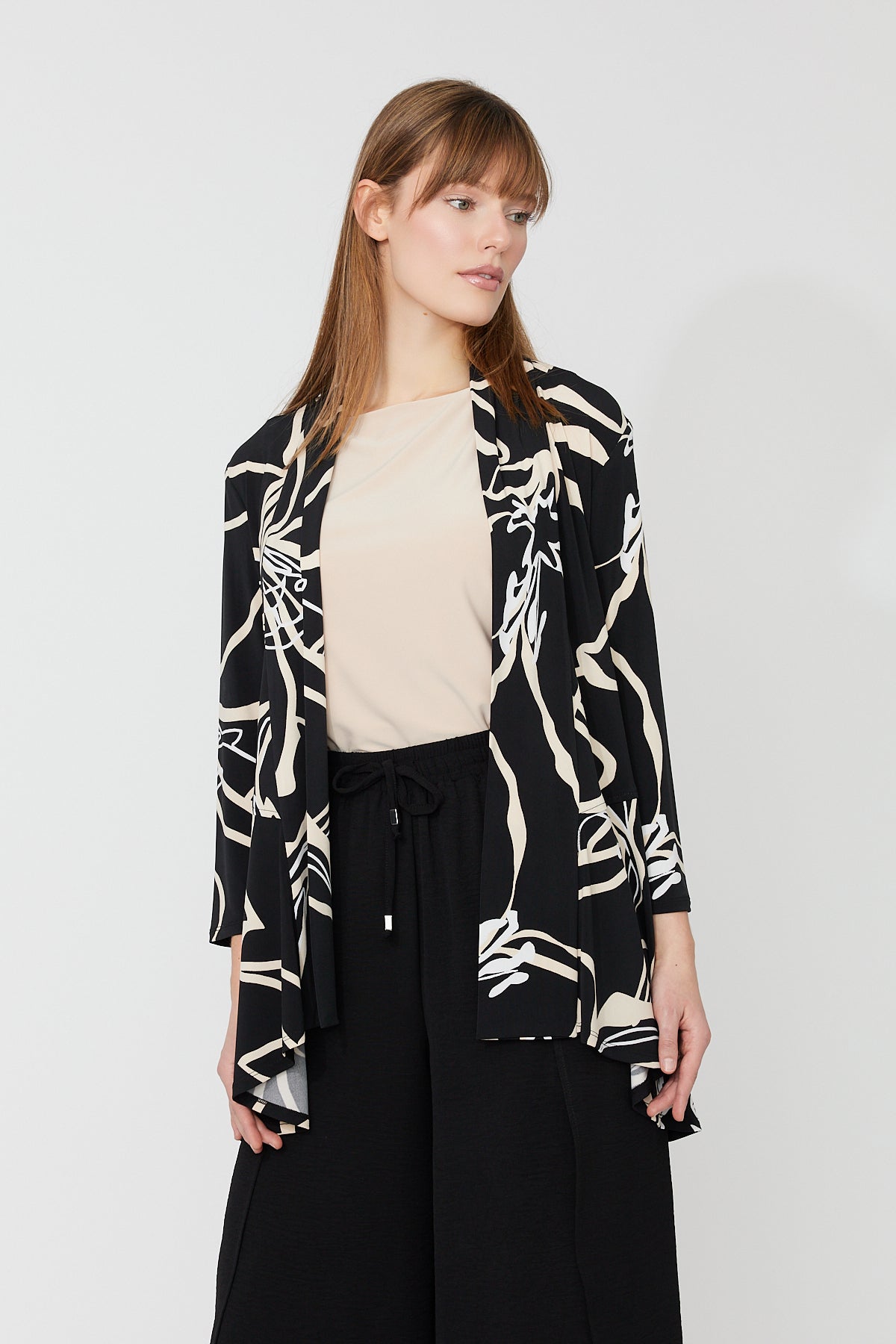 FRANK LYMAN PRINT COVERUP - BLACK/BEIGE - Vi-Leen's Fashions