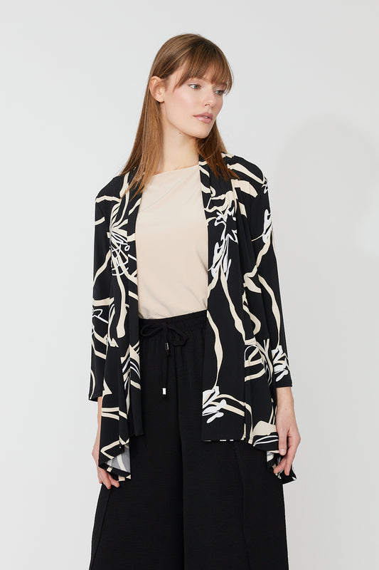 FRANK LYMAN PRINT COVERUP - BLACK/BEIGE - Vi-Leen's Fashions
