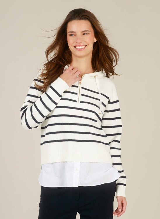 YEST ISEN FOOLER SWEATER - WHITE/NAVY - Vi-Leen's Fashions
