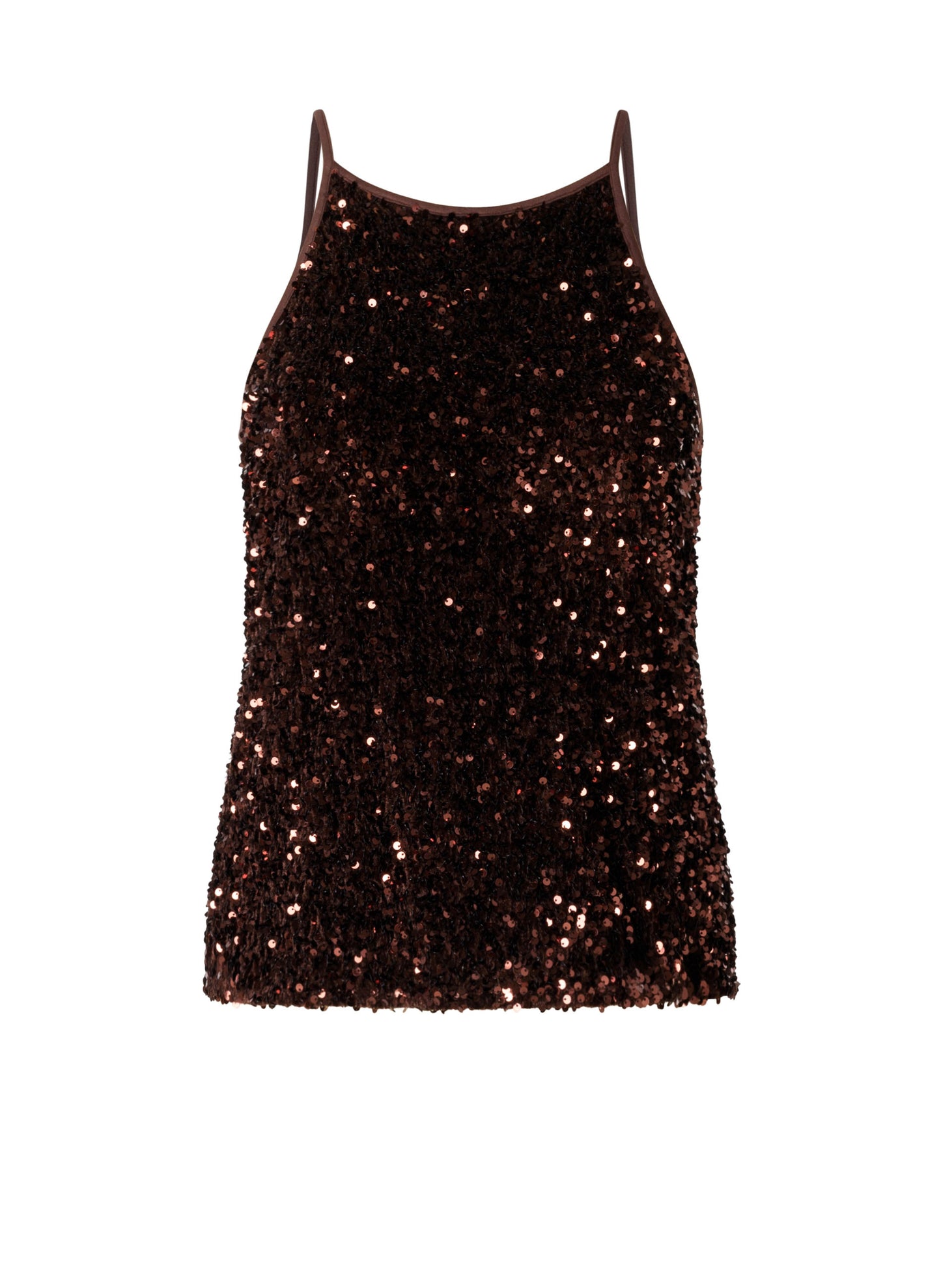 YEST PIETJE SEQUINS TOP - COPPER BROWN