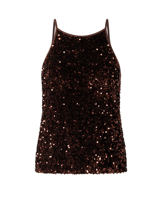 YEST PIETJE SEQUINS TOP - COPPER BROWN
