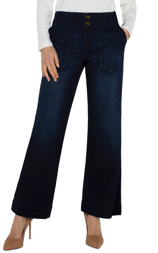 LIVERPOOL PATCH POCKET WIDE LEG JEAN - SUMMIT LAKE