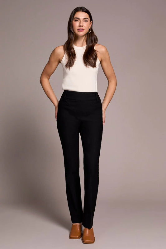 TRIBAL PETITE FLATTEN IT PULL ON PANT - BLACK