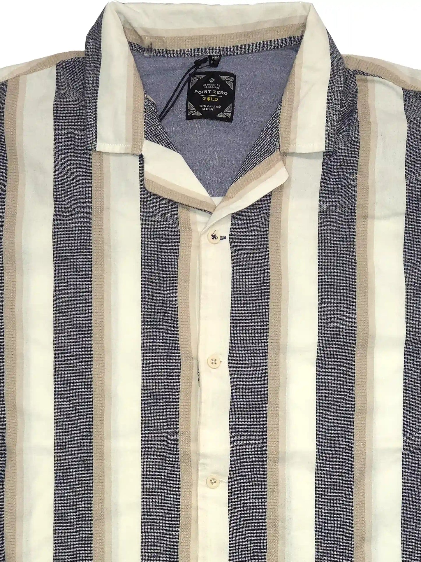 MEN'S POINT ZERO COTTON STRIPE SHIRT - EGGSHELL