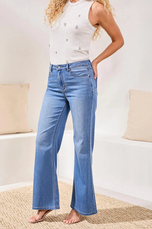 TRIBAL BROOKE HI RISE PALAZZO DENIM - AMALFI COAST - Vi-Leen's Fashions