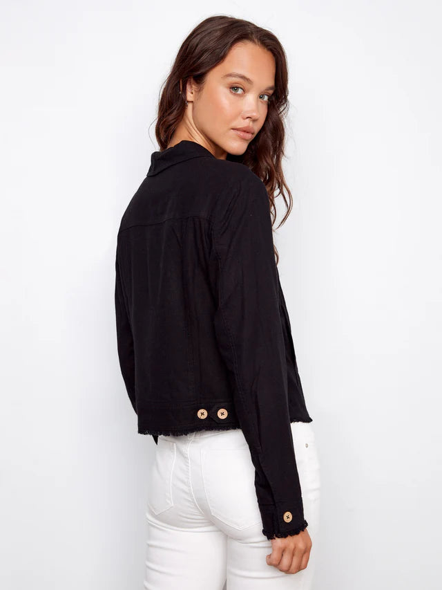 CHARLIE B LINEN BLEND JACKET - BLACK - Vi-Leen's Fashions