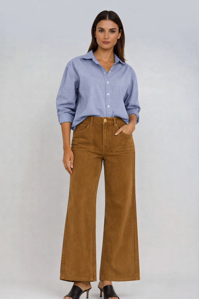 CARRELI WIDE LEG CORDUROY PANT - MAPLE