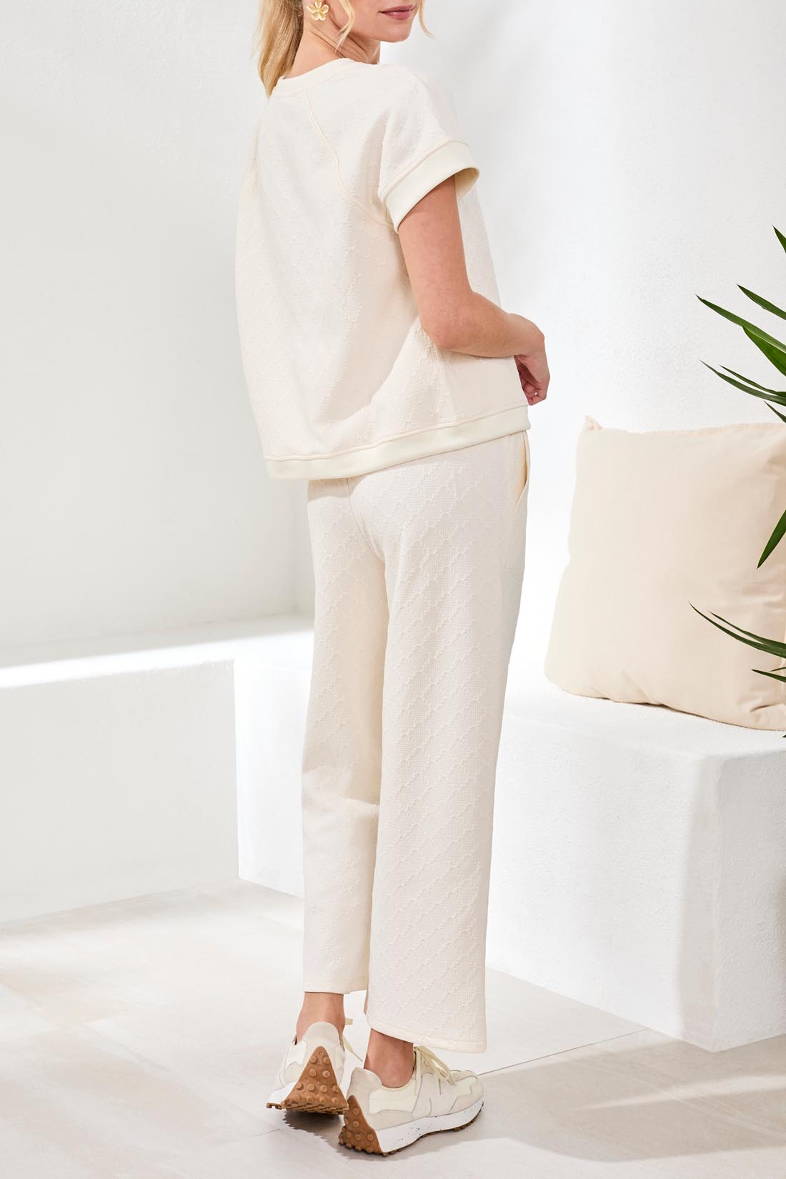 TRIBAL CREW NECK TOP WITH DRAWCORD - CANVAS