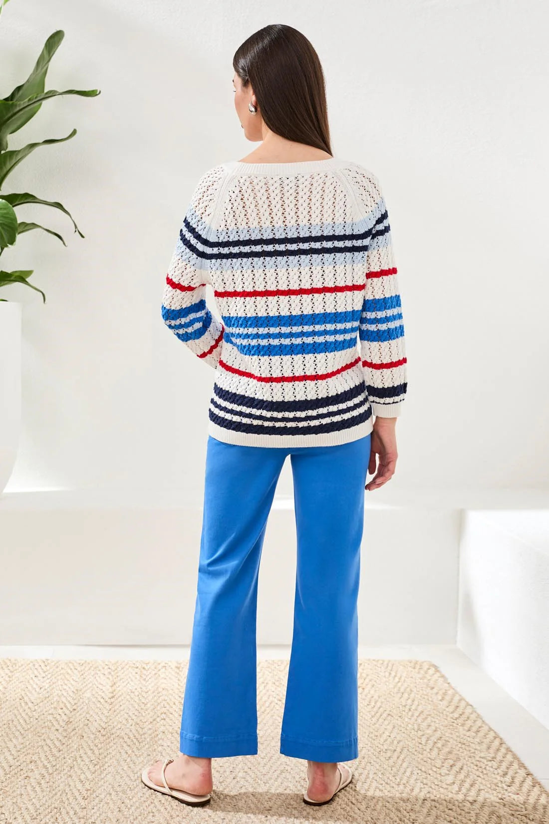 TRIBAL 3/4 SLEEVE CABLE KNIT SWEATER