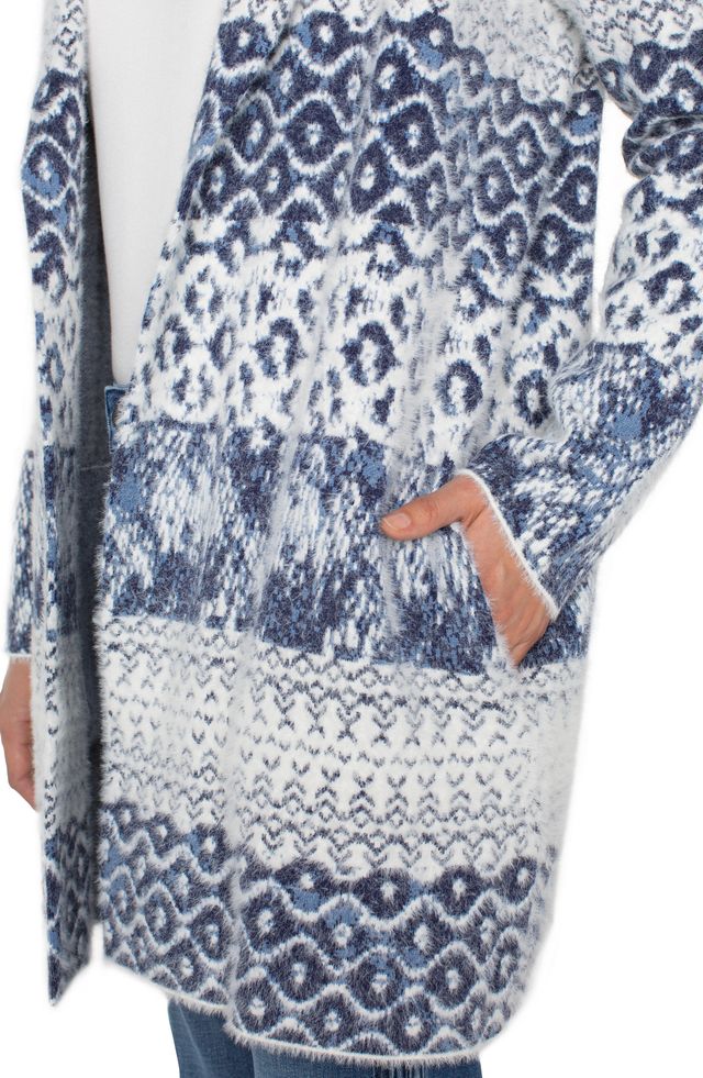 LIVERPOOL OPEN FRONT SWEATER COAT - DENIM BLUE MIX
