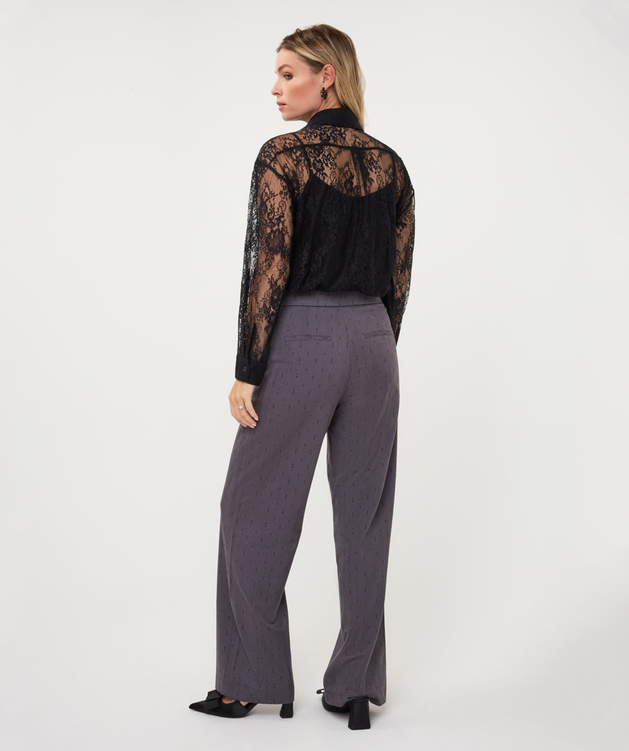 ESQUALO LACE BLOUSE WITH ATTACHED CAMI - BLACK - Vi-Leen's Fashions