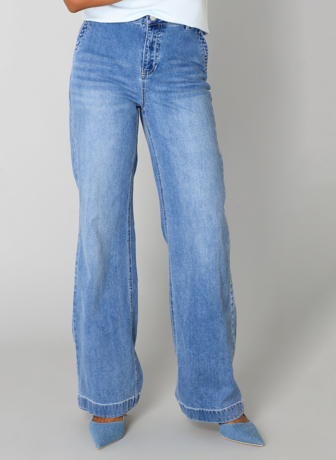 YEST SANA FLARE FIT JEAN - DENIM STONE WASH