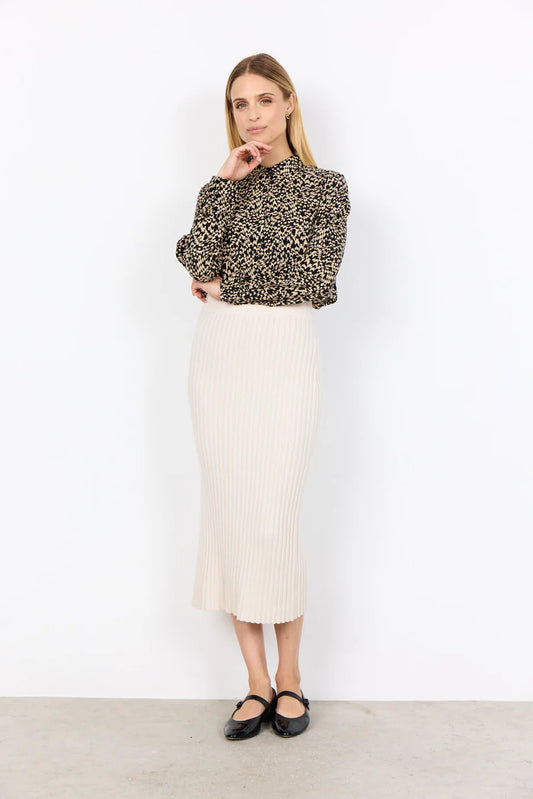 SOYACONCEPT KANITA MIDI SKIRT - CREAM MELANGE