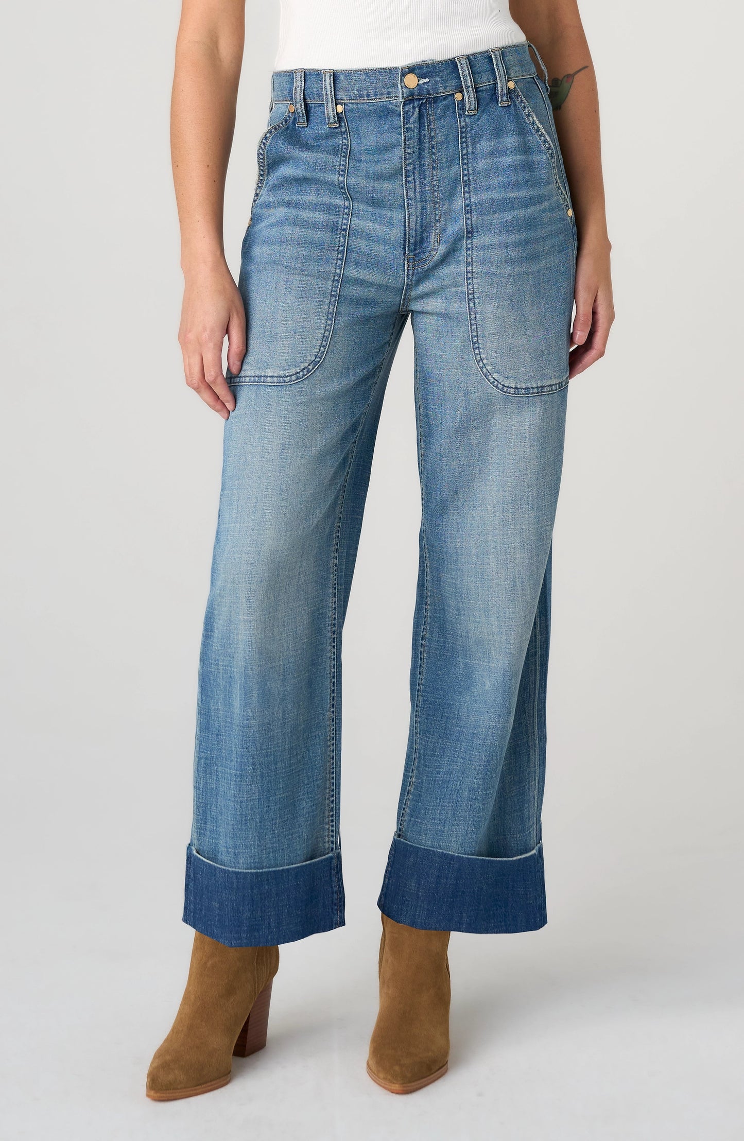 LIVERPOOL HIGH RISE STRAIGHT WITH UTILITY POCKETS - DUSK BREEZE