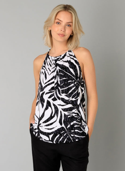 YEST TRUDE PRINT TOP - BLACK/WHITE