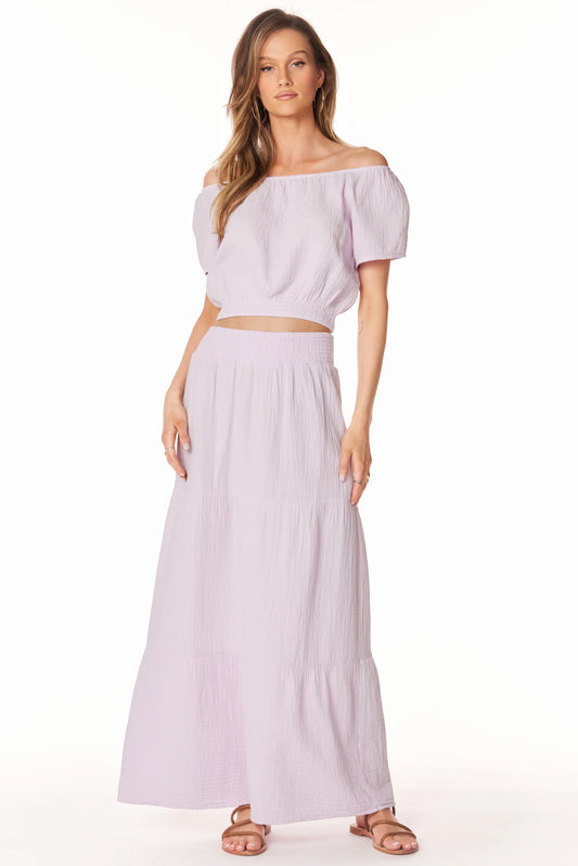 BOBI TIERED COTTON GAUZE MAXI SKIRT - HYDRANGEAS - Vi-Leen's Fashions