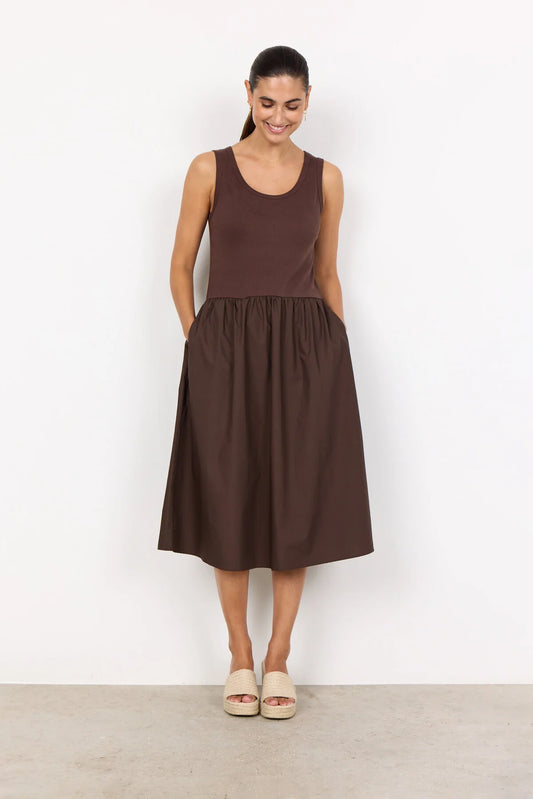 SOYACONCEPT RACHELLE COTTON DRESS - HOT FUDGE
