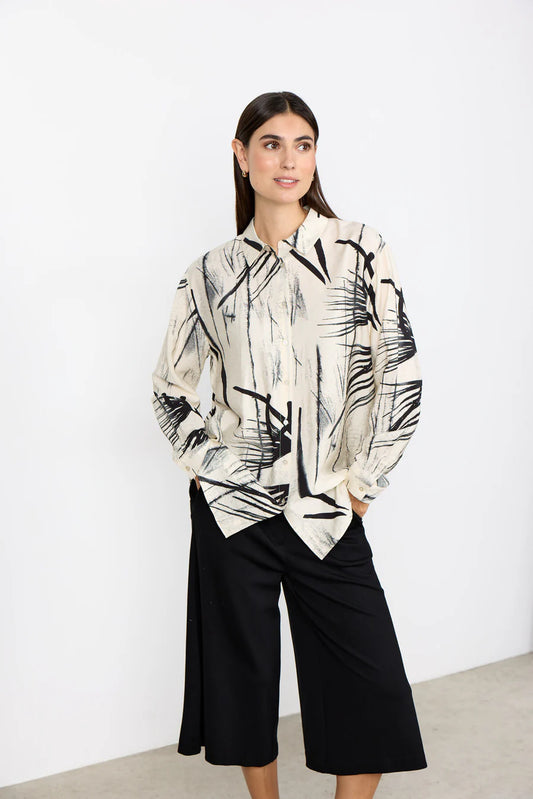 SOYACONCEPT GOPI PRINT BLOUSE - BLACK/CREAM
