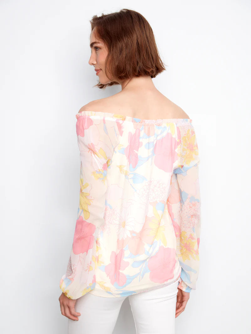 CHARLIE B PRINTED RAGLAN SLEEVE TOP - ROMANTIC - Vi-Leen's Fashions