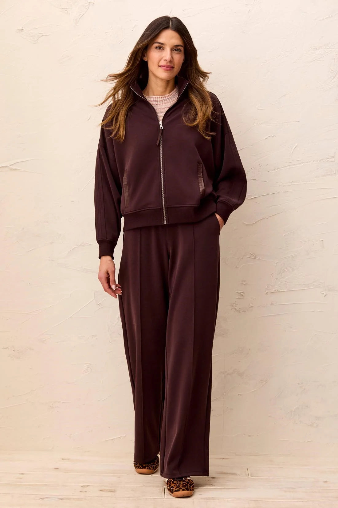 TRIBAL SOFT MODAL WIDE LEG PANT - SADDLE BROWN