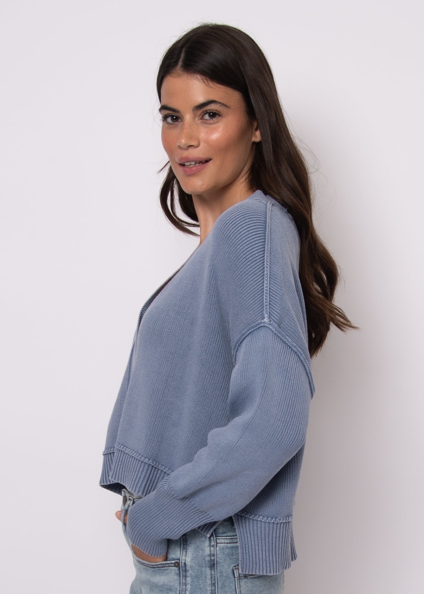 RD STYLE SUMIRE CROPPED CARDIGAN - ACID BLUE - Vi-Leen's Fashions