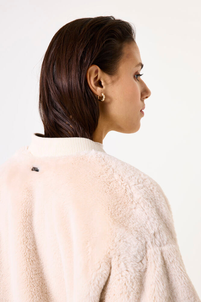 GARCIA REVERSIBLE FAUX FUR JACKET - BEIGE - Vi-Leen's Fashions