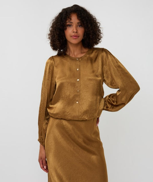 ESQUALO BALLOON SLEEVE BLOUSE - GOLDEN OLIVE