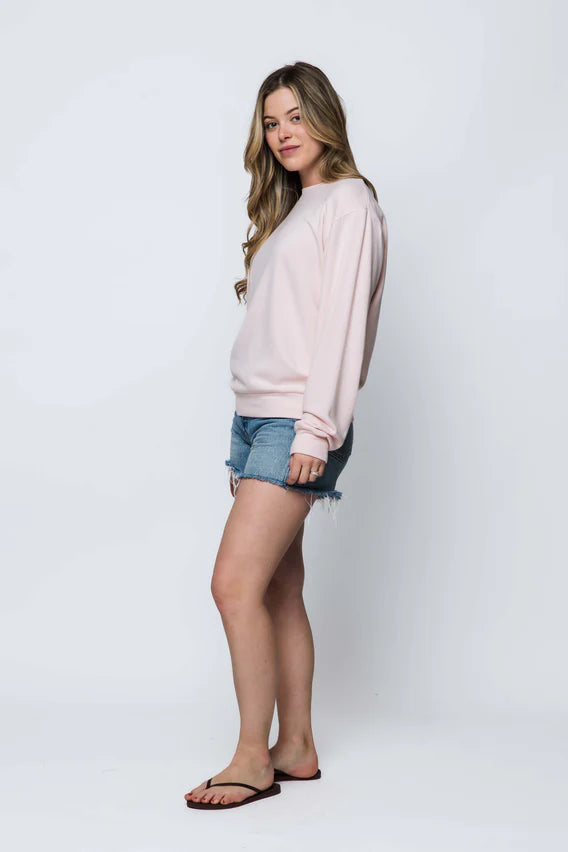 ORB JENNA LUX FLEECE SWEATSHIRT - CHALK PINK - Vi-Leen's Fashions