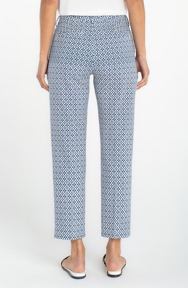 LIVERPOOL KELSEY PRINT TROUSER - BLUE/WHITE - Vi-Leen's Fashions