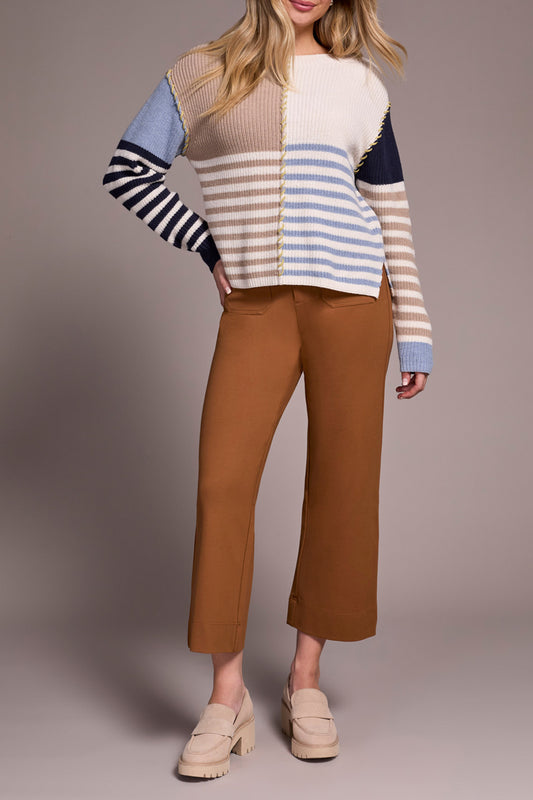 TRIBAL BOAT NECK SWEATER - SANDSTONE