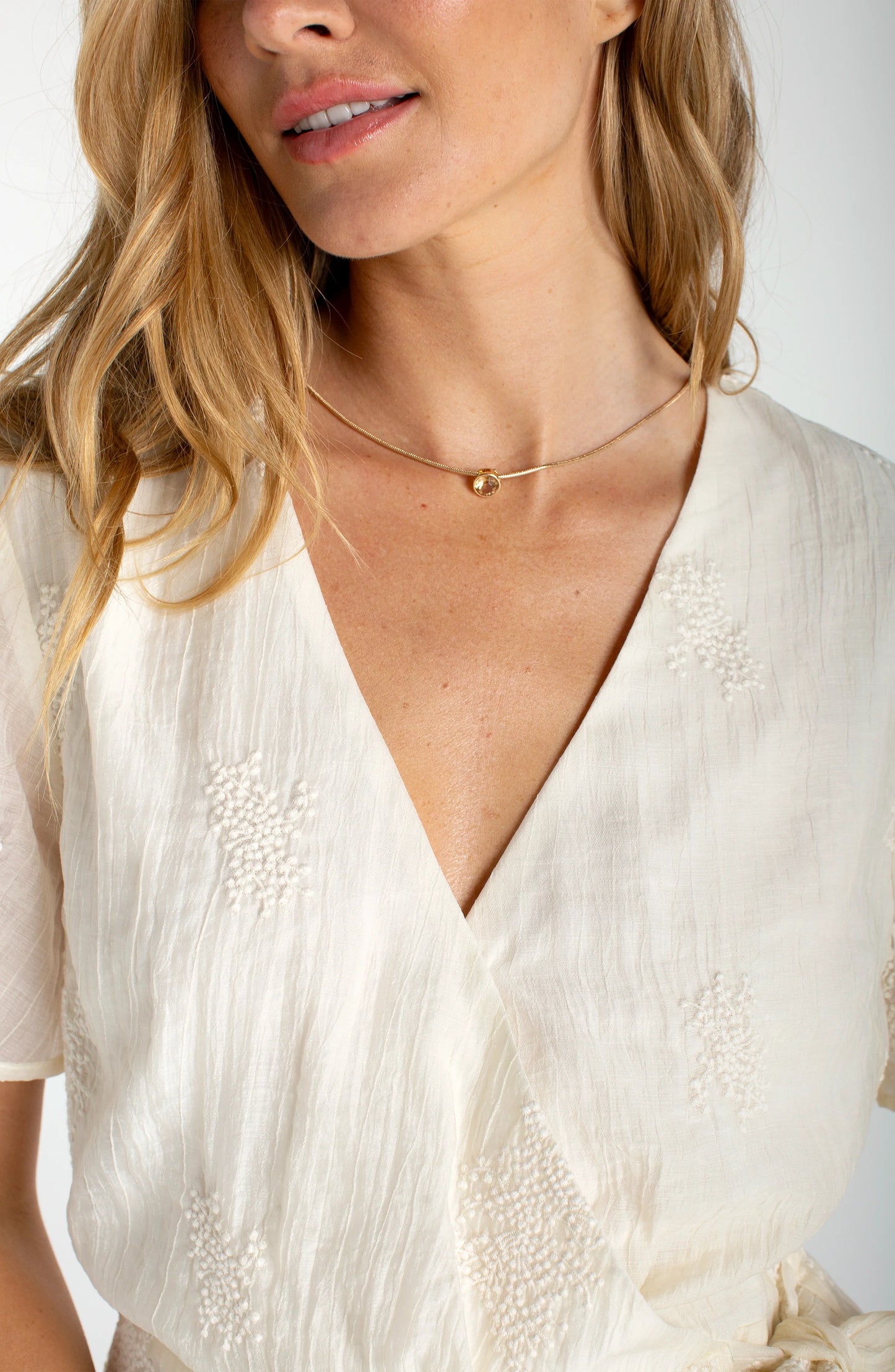 LIVERPOOL WRAP FRONT WOVEN TOP - CREAM - Vi-Leen's Fashions